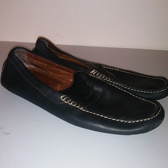 Donald J Pliner Black Pebble Leather Penny Loafers - Picture 2 of 8